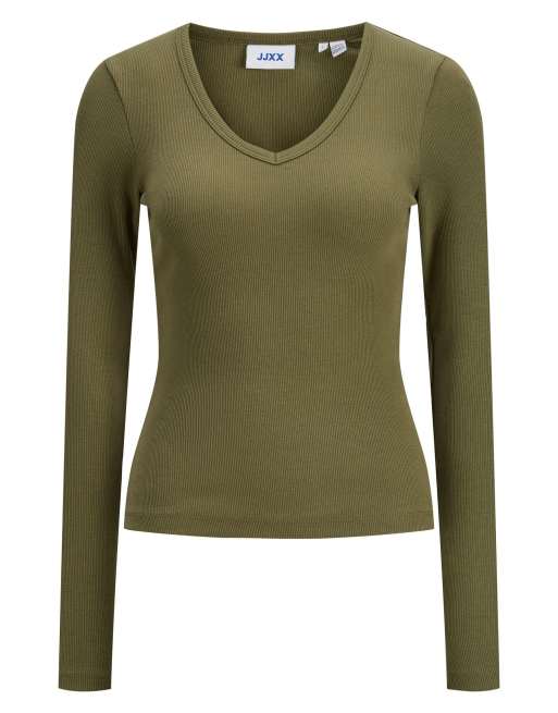 JJXX Longsleeved t-shirt in burnt olive, 7 of 7