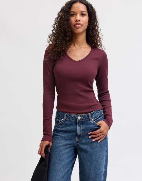JJXX Longsleeved t-shirt in winetasting - view 1