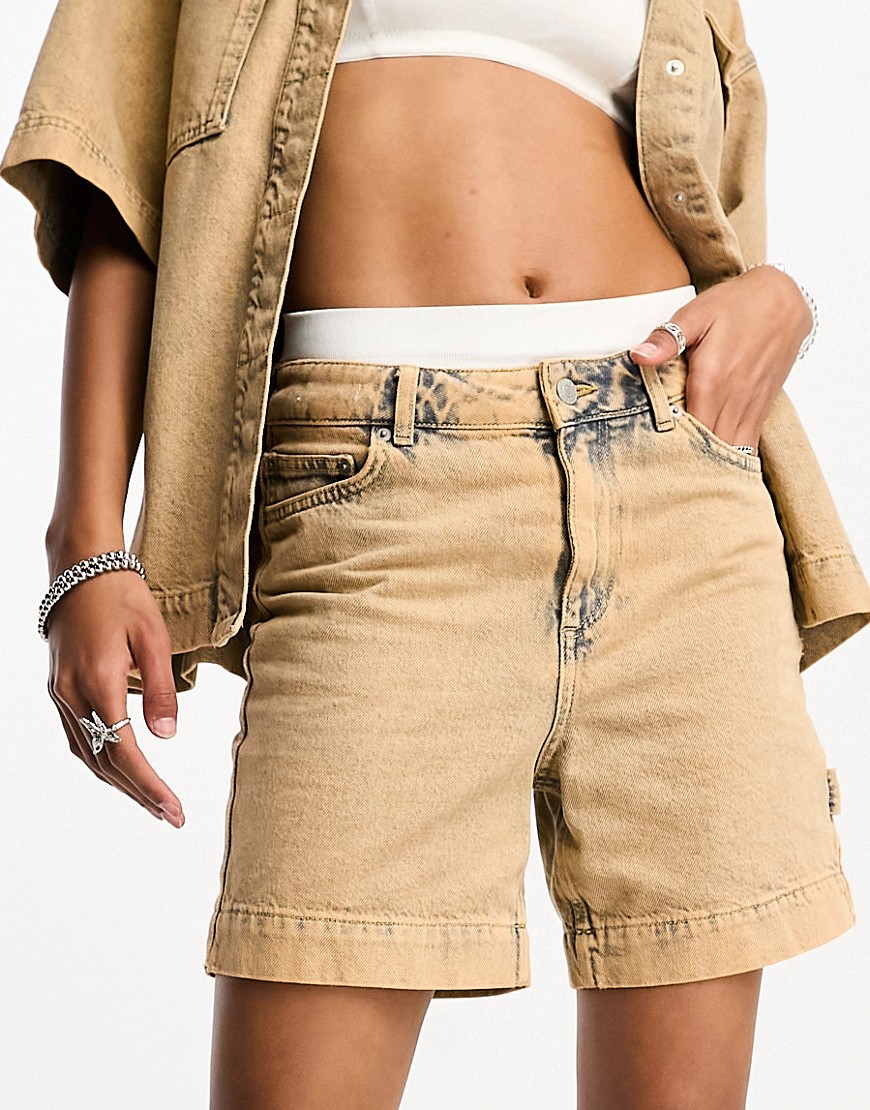 JJXX loose cargo shorts co-ord in overbleached denim-Brown