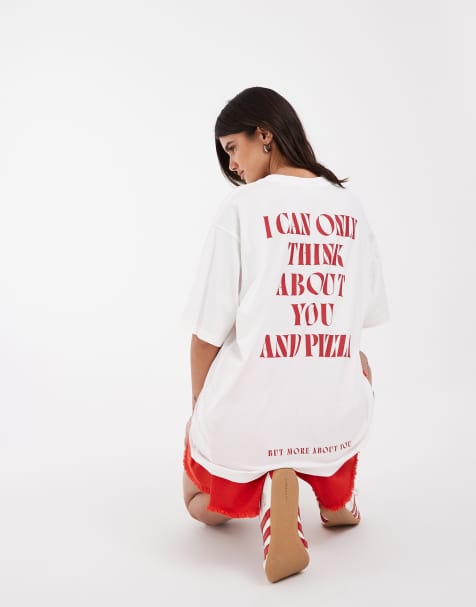 JJXX loose fit t-shirt med ryggtryck i off white - view 1