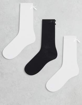 JJXX - Lot de 3 paires de chaussettes à détail naud - Blanc varié