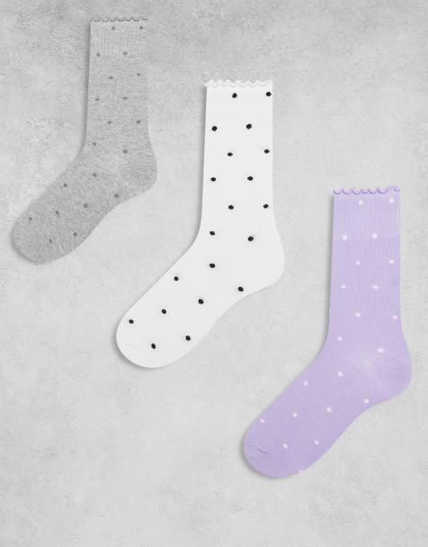 JJXX - Lot de 3 paires de chaussettes à pois - Blanc et violet - view 1