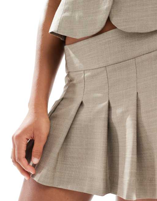 JJXX low rise pleated skirt in beige - part of a set | ASOS