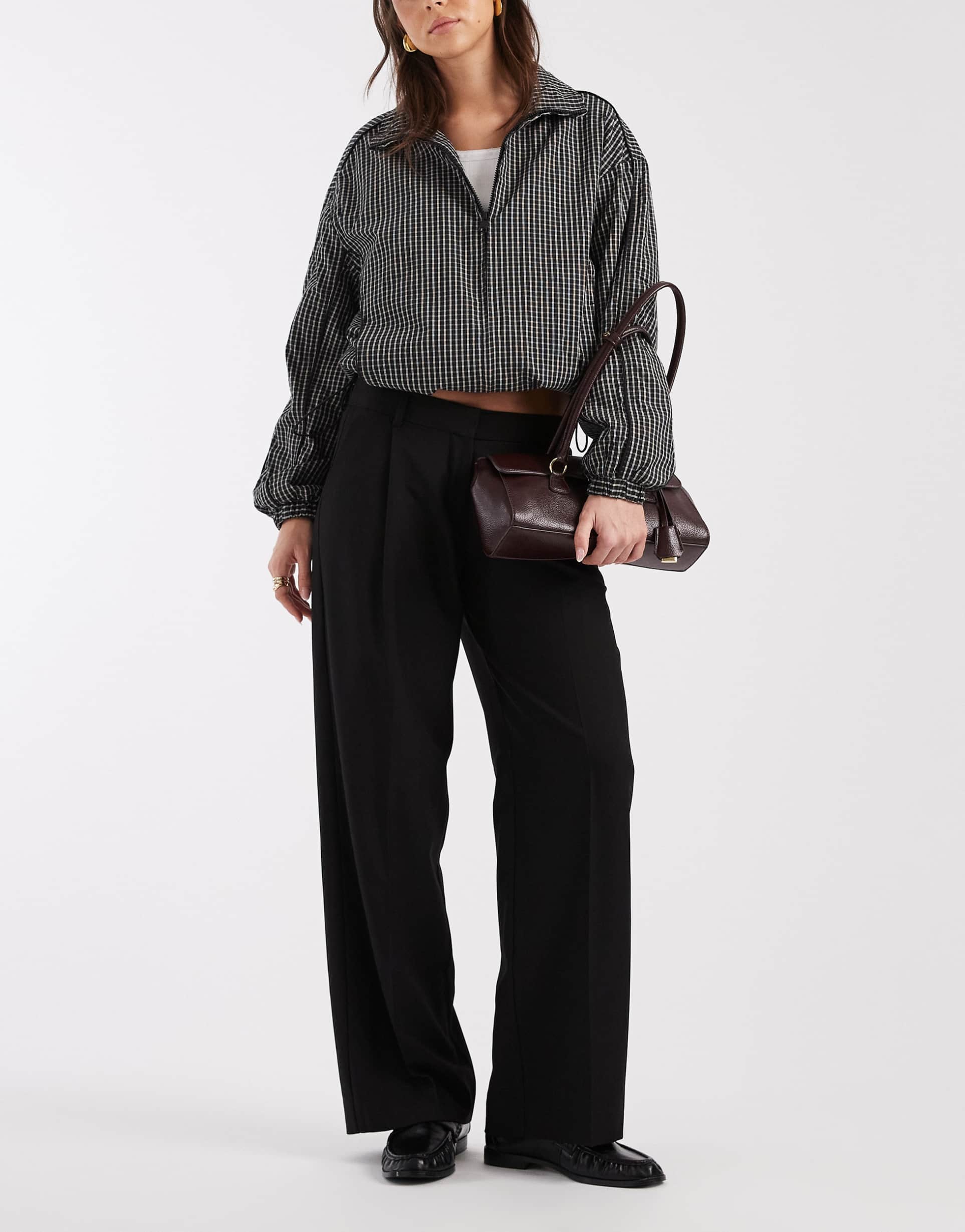 jjxx low rise wide leg pants in black