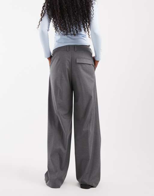 JJXX low waisted wide leg tailored pants in dark grey, 3 of 5