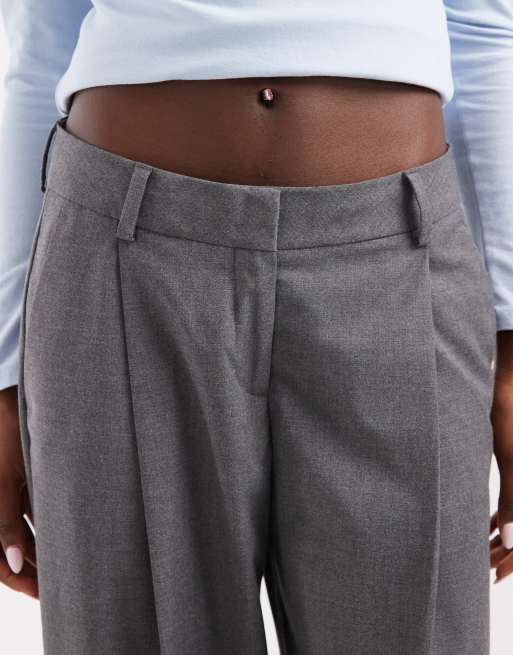 JJXX low waisted wide leg tailored pants in dark grey, 4 of 5