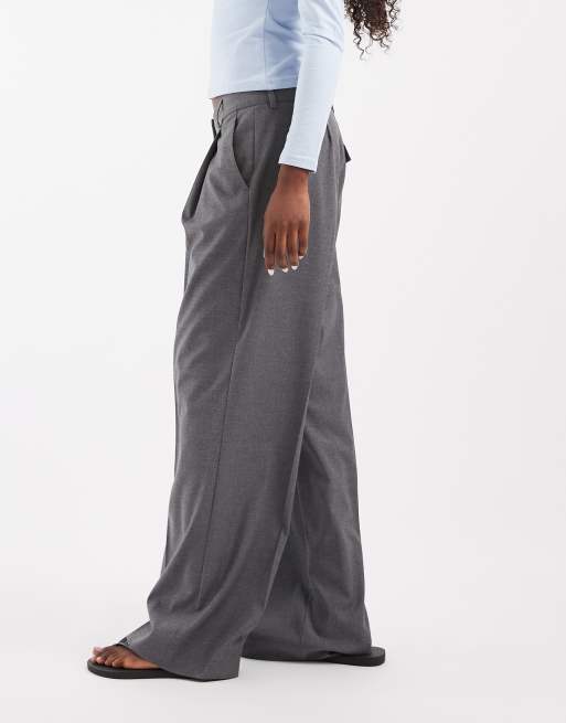 JJXX low waisted wide leg tailored trousers in dark grey, 2 of 5