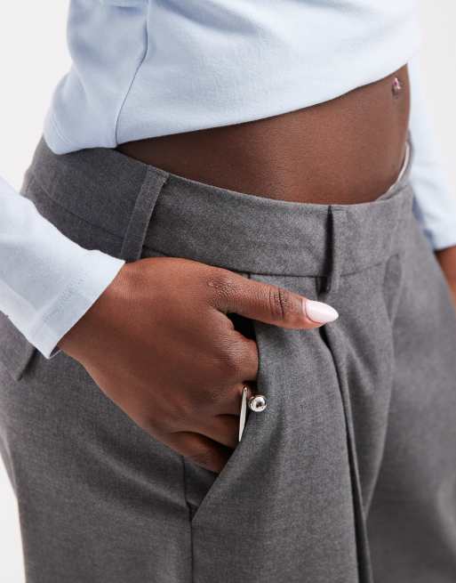 JJXX low waisted wide leg tailored trousers in dark grey, 5 of 5