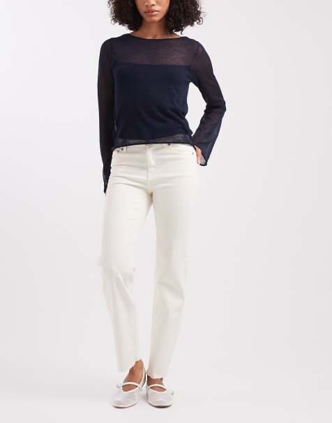 JJXX Lyon jeans slim corti in bianco sporco - view 1