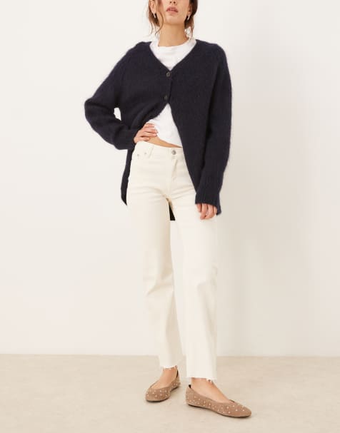 JJXX Lyon slim croppped jeans in off white - view 1