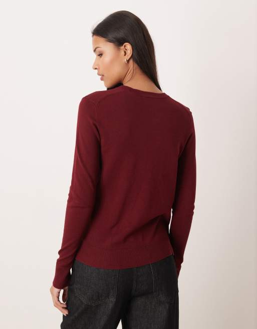JJXX - Maglione girocollo lavorato bordeaux , 3 di 4