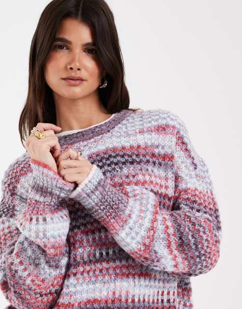 JJXX maglione girocollo space dye rosa e viola - view 1