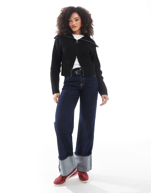 JJXX - Maglione nero con zip doppia, 2 di 4