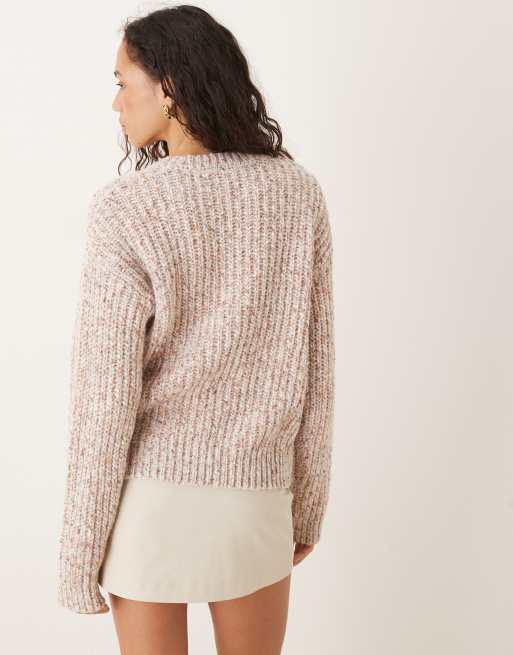 JJXX - Maglione pesante color panna e rosa, 2 di 4