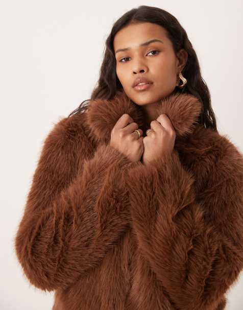 JJXX - Manteau zippé en fausse fourrure - Marron - view 1