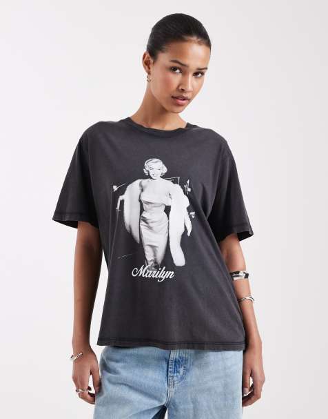 JJXX – Marilyn – Czarny T-shirt oversize z efektem sprania - view 1
