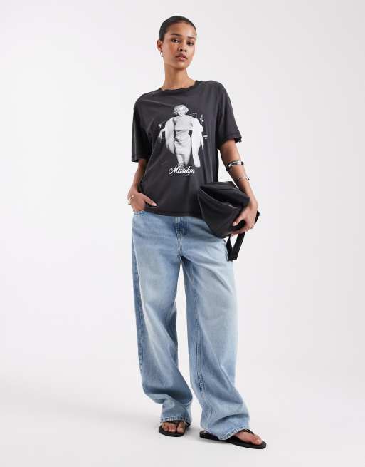 JJXX - Marilyn - Oversized T-shirt i forvasket sort, 2 af 4