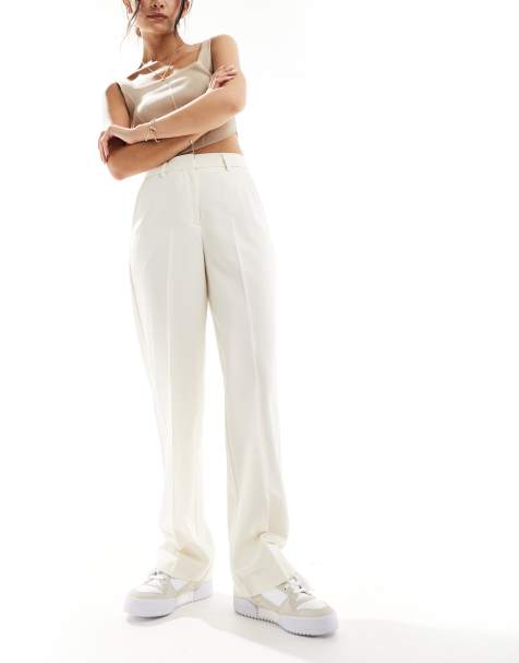 JJXX Mary high waisted tailored trousers in white 