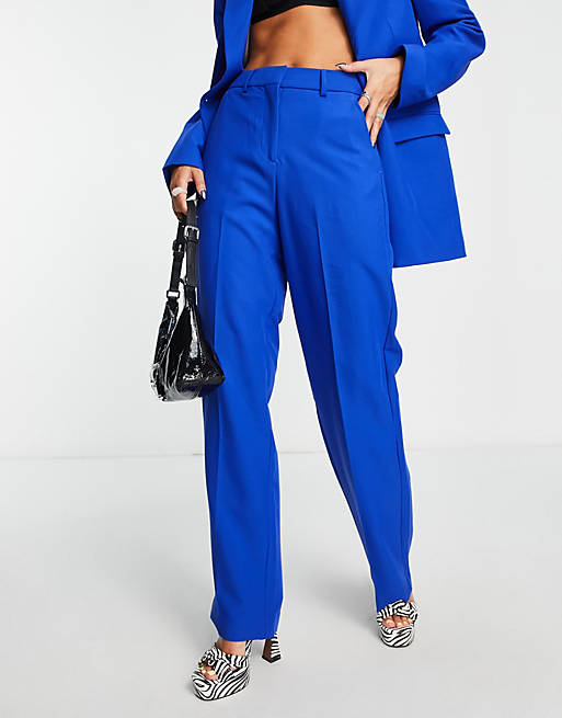 JJXX Mary high waisted tailored pants in bright blue - part of a