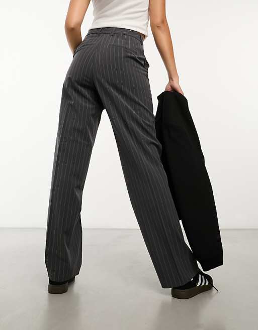 JJXX Mary high waisted tailored pants in gray pinstripe | ASOS JJXX Mary high waisted tailored pants in gray pinstripe | ASOS