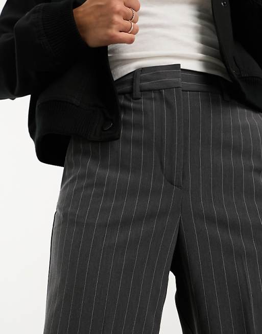 JJXX Mary high waisted tailored pants in gray pinstripe | ASOS JJXX Mary high waisted tailored pants in gray pinstripe | ASOS