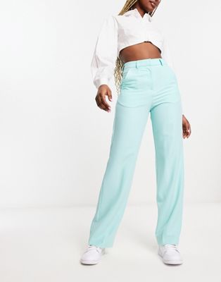 JJXX Mary high waisted tailored trousers co-ord in turquoise