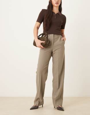 JJXX JJXX Mary high waisted tailored trousers in beige-Grey