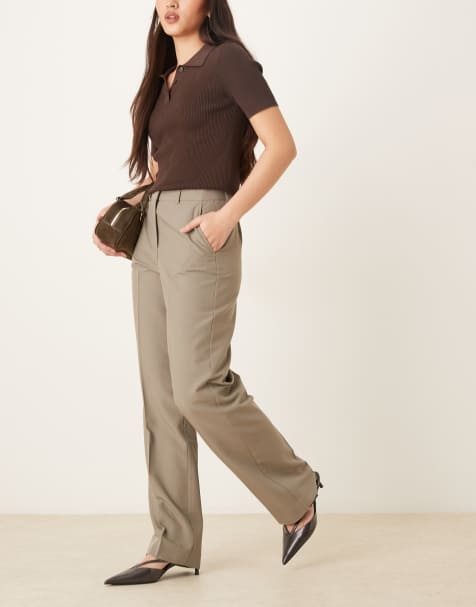 JJXX Mary high waisted tailored trousers in beige
