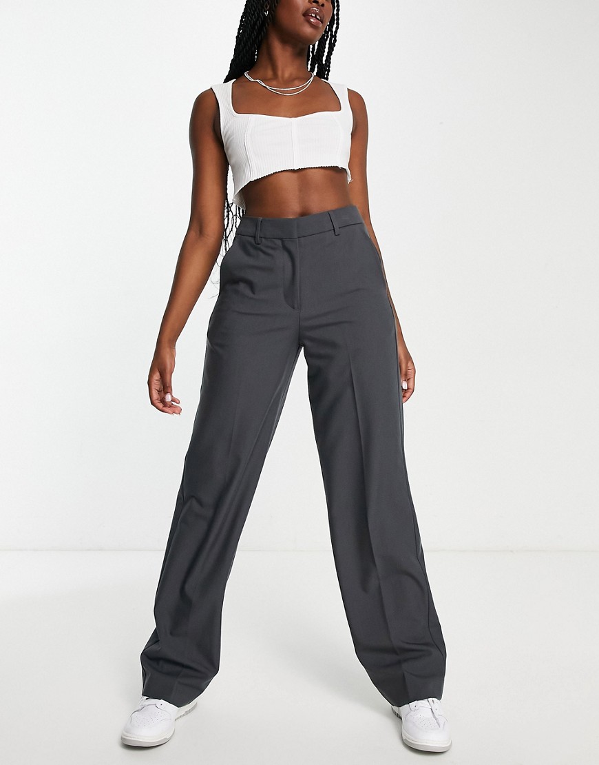JJXX Mary high waisted tailored trousers in dark grey