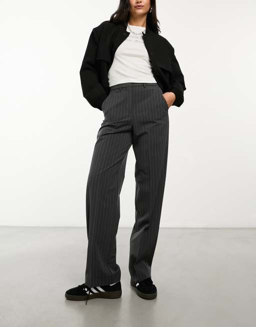 High Waist Suit Pants - Erin Pinstripe Grey MADLADY