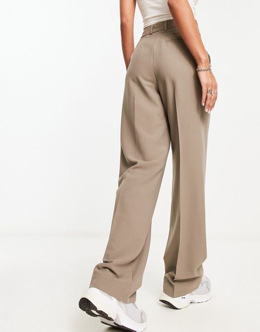 JJXX Mary high waisted tailored trousers in mushroom