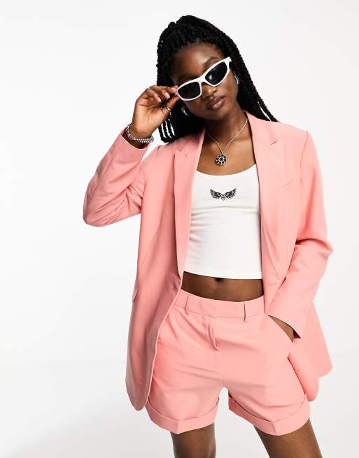 JJXX Mary oversized blazer co-ord in coral