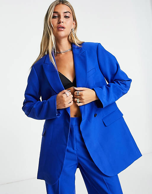 piedestal komponent midt i intetsteds JJXX Mary oversized blazer in bright blue - part of a set | ASOS