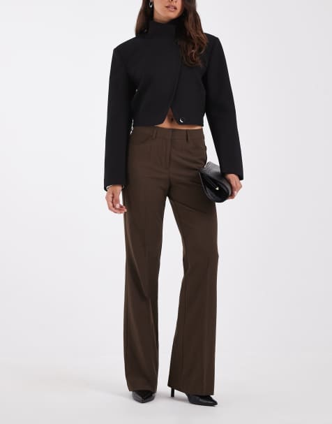 JJXX Mary tailored flared trouser in brown - view 1