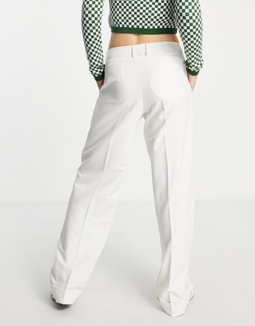JJXX Mary tailored wide leg dad pants in white, 2 of 4