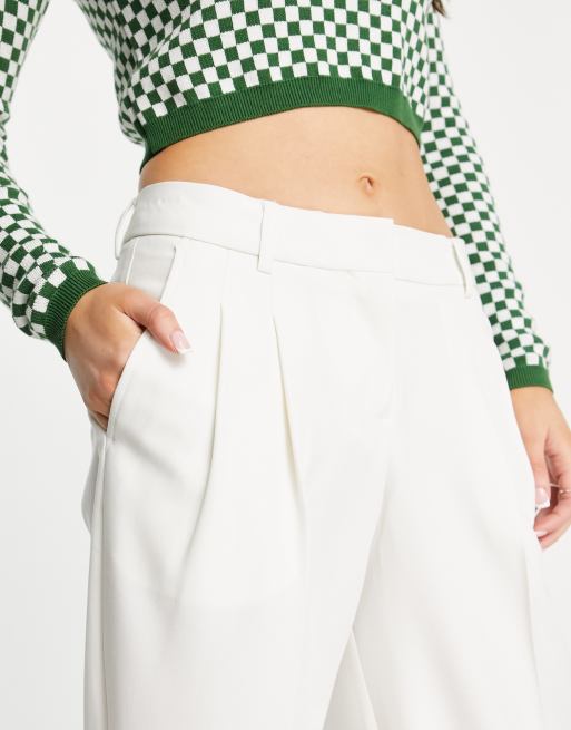 JJXX Mary tailored wide leg dad pants in white, 3 of 4