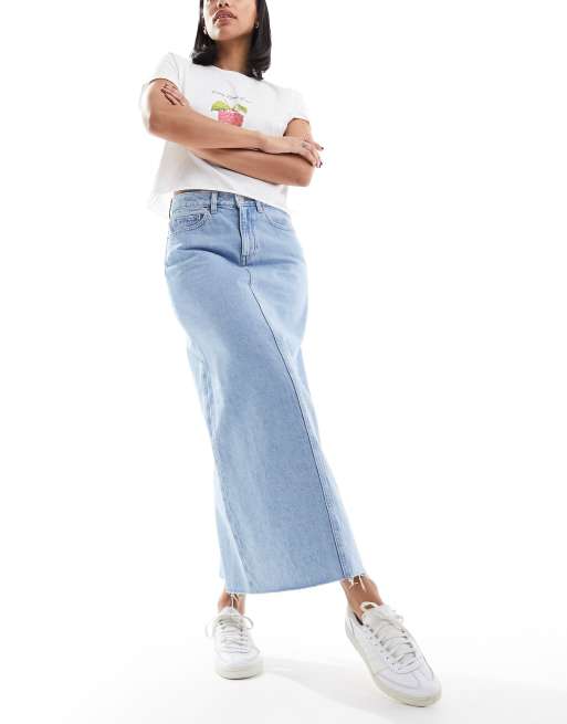JJXX – Maxi-Jeansrock in heller Waschung 