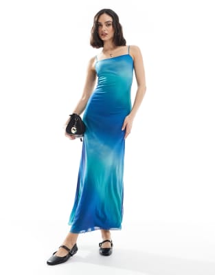 JJXX - Maxikleid aus Mesh in Blau mit Ombré-Print-Bunt