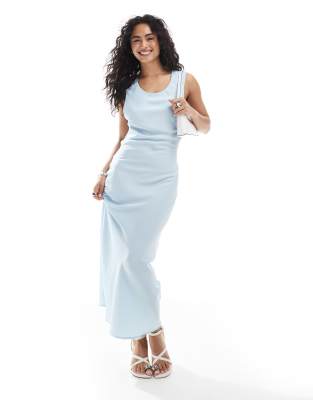 JJXX - Maxikleid aus Satin in Hellblau mit Rückenausschnitt