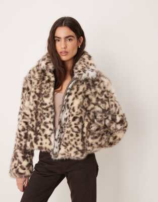 JJXX - Mehrfarbige Kunstpelzjacke mit Leopardenmuster-Bunt