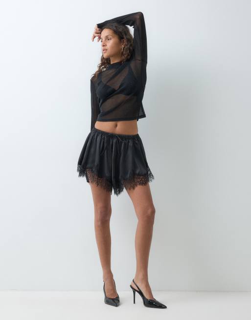 JJXX mesh glitter heigh neck top in black, 2 of 5