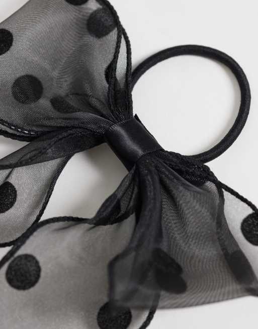 JJXX Mesh-Haargummi mit Polka-Dot-Schleife in Schwarz, 3 von 3