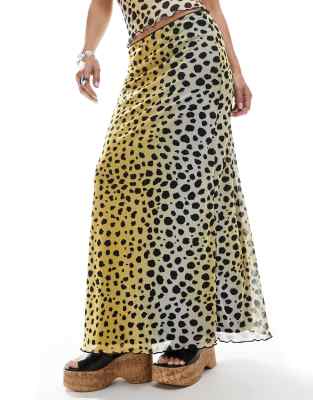 JJXX JJXX mesh maxi skirt co ord in dalmation print-Multi