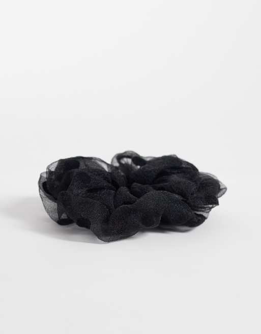 JJXX mesh polka dot scrunchie in black, 2 of 3