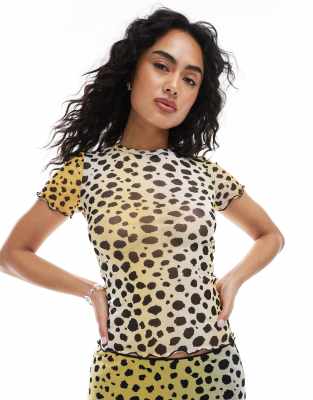 mesh t-shirt in dalmatian print - part of a set-Multi
