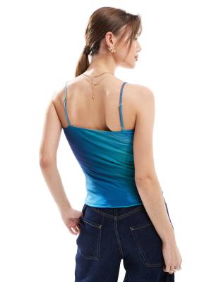 jjxx mesh top in blue ombre print
