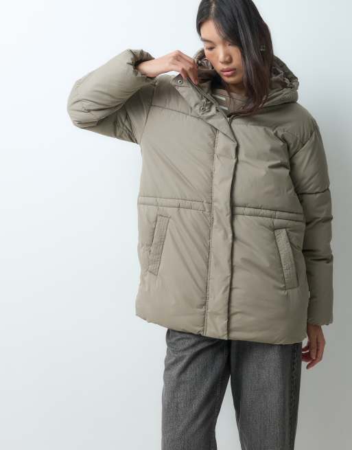JJXX mid length puffer jacket with hood in beige, 2 of 5