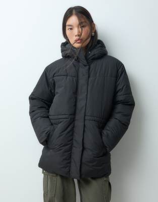 Jjxx Mid Length Puffer Jacket With Hood In Black