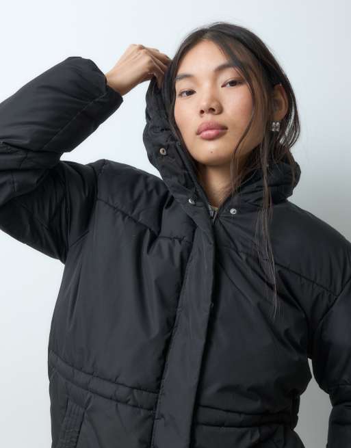JJXX mid length puffer jacket with hood in black, 2 of 5