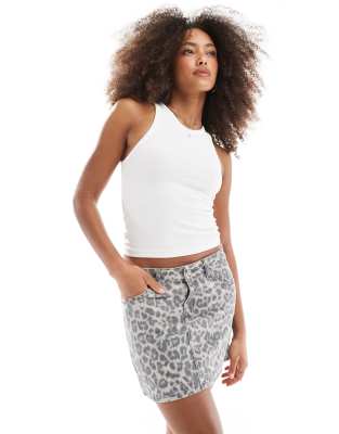 JJXX - Mini-Jeansrock mit Leopardenprint-Bunt